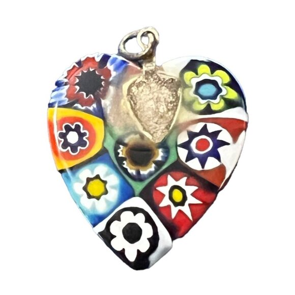 Boho Heart Charm with Necklace Circle 1" Cute Floral Hippie Jewelry - Picture 2 of 8